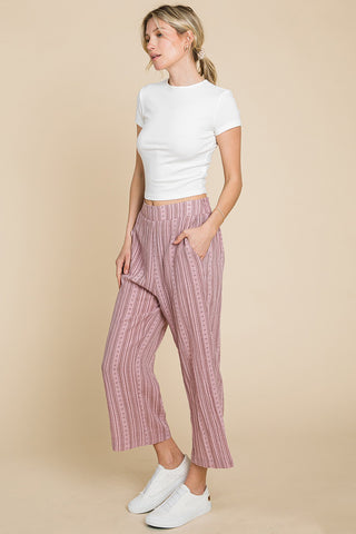 Shop Cotton Bleu by Nu Lab Striped Elastic Waist Wide Leg Pants - High-Quality U.S. Made Women’s Fashion with Free & Fast Shipping