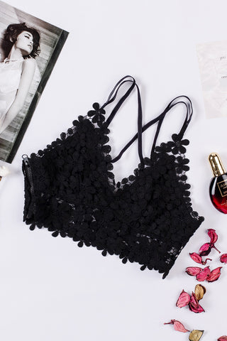 Shop Lace Crochet Crisscross Bralette - High-Quality U.S. Made Women’s Fashion with Free Fast Shipping