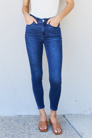 Shop Medium Judy Blue Marie Full Size Mid Rise Crinkle Ankle Detail Skinny Jeans - High-Quality U.S. Made Women’s Fashion with Free & Fast Shipping