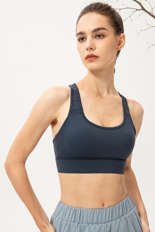 Shop Deep Teal Scoop Neck Long Sports Bra - High-Quality U.S. Made Women’s Fashion with Free & Fast Shipping