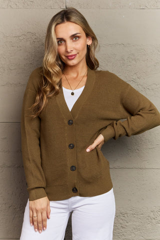 Shop Zenana Kiss Me Tonight Full Size Button Down Cardigan in Olive - High-Quality U.S. Made Women’s Fashion with Free & Fast Shipping