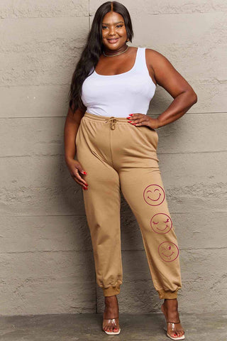 Shop Simply Love Full Size Emoji Graphic Sweatpants - High-Quality U.S. Made Women’s Fashion with Free Fast Shipping