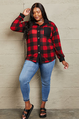 Shop Heimish Make It Last Full Size Contrast Plaid Shacket - High-Quality U.S. Made Women’s Fashion with Free & Fast Shipping