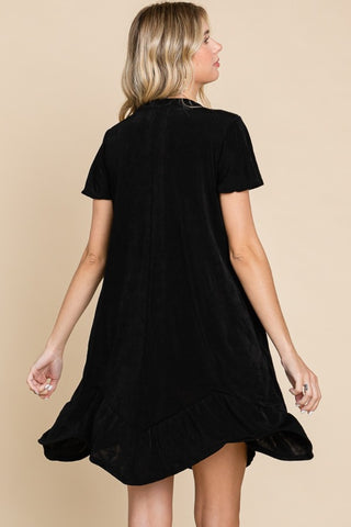 Shop Culture Code Full Size Short Sleeve Ruffled Asymmetric Hem Dress - High-Quality U.S. Made Women’s Fashion with Free & Fast Shipping