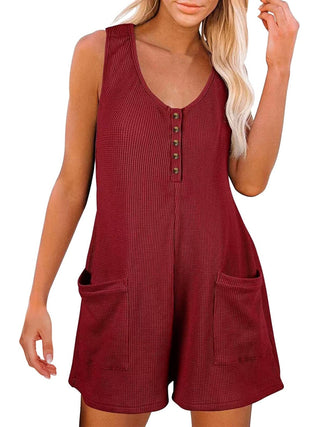 Shop Full Size Pocketed Scoop Neck Sleeveless Romper - High-Quality U.S. Made Women’s Fashion with Free & Fast Shipping