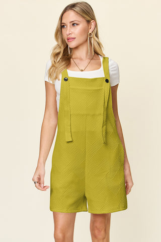 Shop Chartreuse Double Take Full Size Texture Sleeveless Romper - High-Quality U.S. Made Women’s Fashion with Free & Fast Shipping