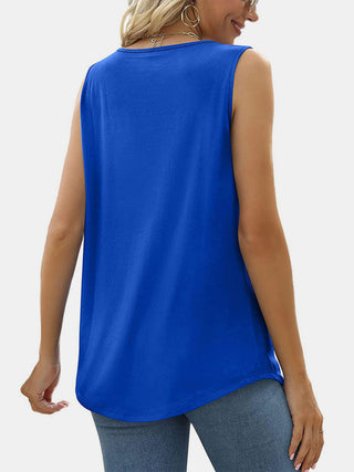 Shop Ruched Square Neck Tank - High-Quality U.S. Made Women’s Fashion with Free & Fast Shipping