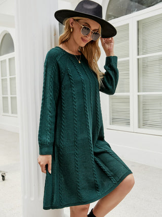 Shop Cable-Knit Long Sleeve Sweater Dress - High-Quality U.S. Made Women’s Fashion with Free & Fast Shipping