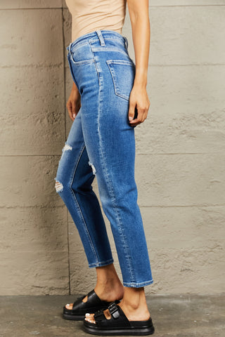 Shop BAYEAS High Waisted Cropped Dad Jeans - High-Quality U.S. Made Women’s Fashion with Free & Fast Shipping