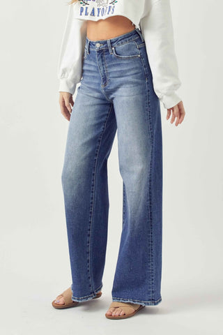 Shop Risen Full Size High Rise Wide Leg Jeans - High-Quality U.S. Made Women’s Fashion with Free & Fast Shipping