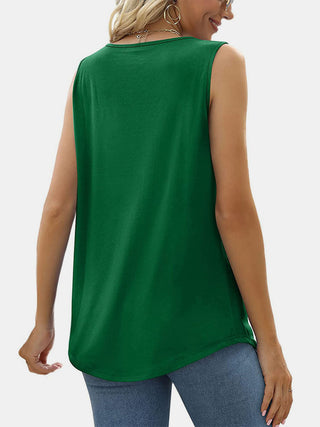 Shop Ruched Square Neck Tank - High-Quality U.S. Made Women’s Fashion with Free & Fast Shipping