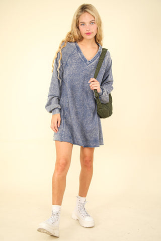 Shop VERY J Mineral Washed Oversized A-Line Mini Dress - High-Quality U.S. Made Women’s Fashion with Free & Fast Shipping