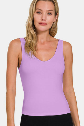 Shop Zenana V-Neck Slim Tank - High-Quality U.S. Made Women’s Fashion with Free & Fast Shipping