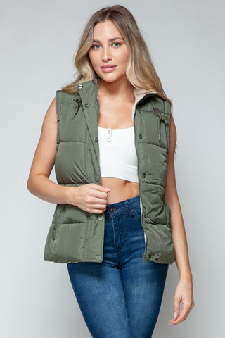 Shop Snobbish Snap and Zip Closure Hooded Vest - High-Quality U.S. Made Women’s Fashion with Free Fast Shipping