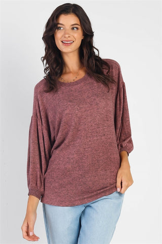 Shop Cherish Apparel Drop Shoulder Puff Sleeve Top - High-Quality U.S. Made Women’s Fashion with Free & Fast Shipping