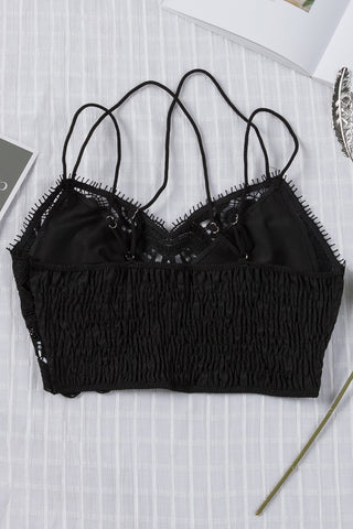 Shop Smocked Eyelash Trim Lace Bralette - High-Quality U.S. Made Women’s Fashion with Free Fast Shipping