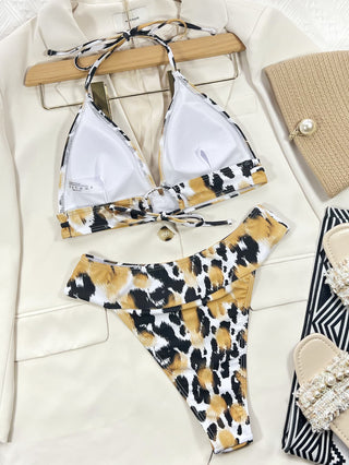 Shop Animal Print Halter Neck Bikini Set - High-Quality U.S. Made Women’s Fashion with Free Fast Shipping