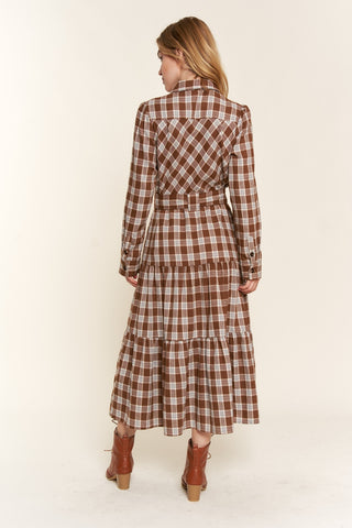 Shop And the Why Plaid Tiered Midi Shirt Dress - High-Quality U.S. Made Women’s Fashion with Free & Fast Shipping