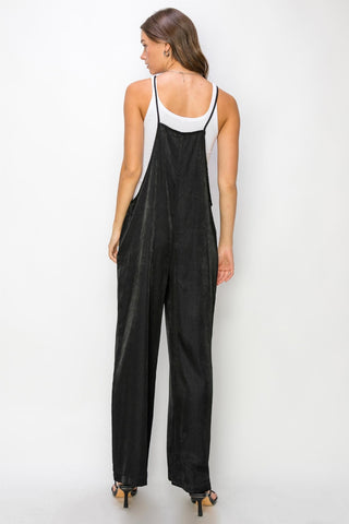 Shop HYFVE Half Button Sleeveless Straight Jumpsuit - High-Quality U.S. Made Women’s Fashion with Free & Fast Shipping