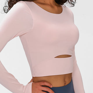 Shop Millennia Long Sleeve Cropped Top With Sports Strap - High-Quality U.S. Made Women’s Fashion with Free & Fast Shipping