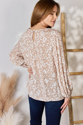 Shop Hailey & Co Embroidered Printed Balloon Sleeve Blouse - High-Quality U.S. Made Women’s Fashion with Free & Fast Shipping