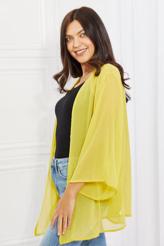 Shop Melody Just Breathe Full Size Chiffon Kimono in Yellow - High-Quality U.S. Made Women’s Fashion with Free & Fast Shipping