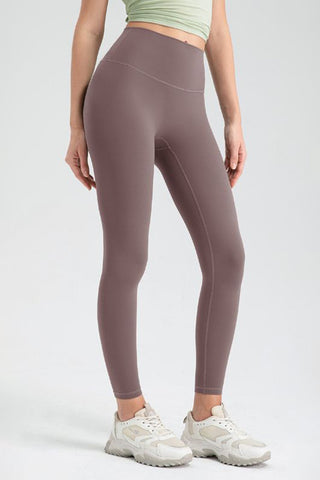 Shop Taupe Wide Waistband High Waist Sport Leggings - High-Quality U.S. Made Women’s Fashion with Free & Fast Shipping