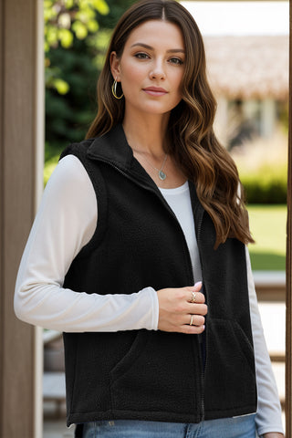 Shop Zip Up Vest Coat with Pockets - High-Quality U.S. Made Women’s Fashion with Free Fast Shipping