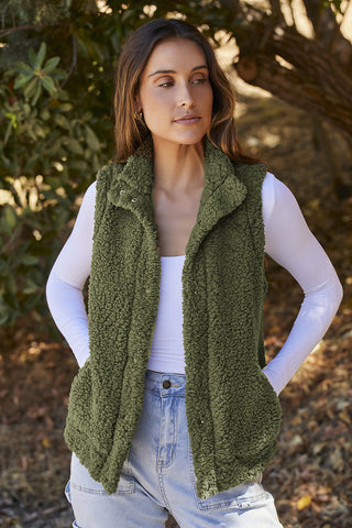 Shop Snap Down Vest with Pockets - High-Quality U.S. Made Women’s Fashion with Free & Fast Shipping