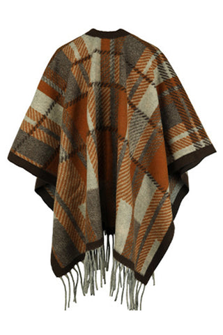 Shop Cloak Sleeve Fringe Detail Poncho - High-Quality U.S. Made Women’s Fashion with Free & Fast Shipping