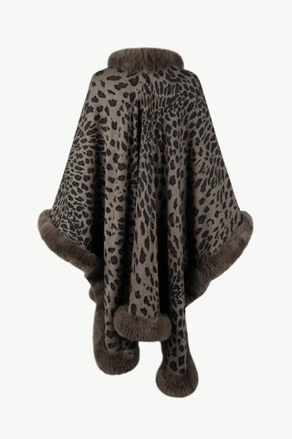 Shop Leopard Open Front Poncho - High-Quality U.S. Made Women’s Fashion with Free & Fast Shipping