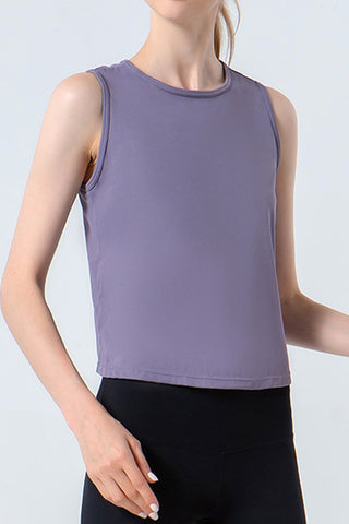 Shop Lavender Round Neck Active Tank - High-Quality U.S. Made Women’s Fashion with Free & Fast Shipping