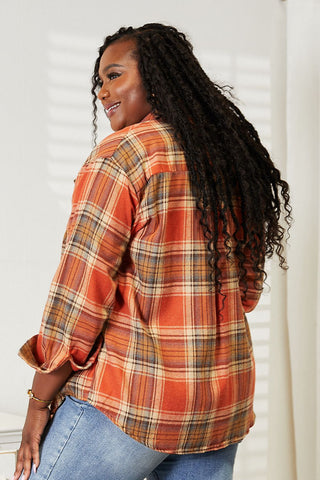 Shop Plaid Dropped Shoulder Shirt - High-Quality U.S. Made Women’s Fashion with Free & Fast Shipping