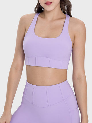 Shop Lavender Millennia Square Neck Wide Strap Active Tank - High-Quality U.S. Made Women’s Fashion with Free & Fast Shipping