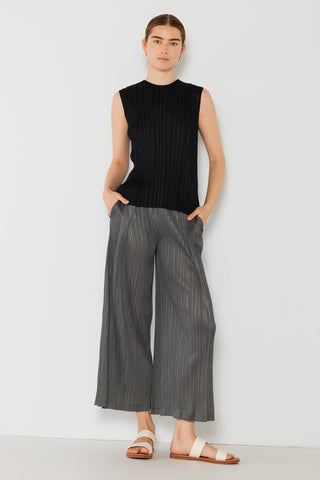 Shop Deep Gray Marina West Swim Pleated Wide-Leg Pants with Side Pleat Detail - High-Quality U.S. Made Women’s Fashion with Free & Fast Shipping