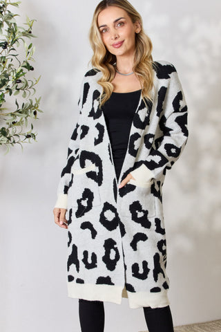 Shop Ivory BiBi Leopard Open Front Cardigan - High-Quality U.S. Made Women’s Fashion with Free & Fast Shipping