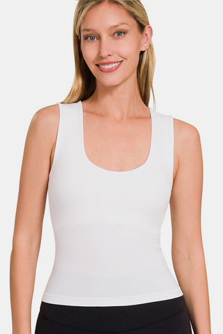 Shop Zenana Cropped Padded Seamless Tank - High-Quality U.S. Made Women’s Fashion with Free Fast Shipping