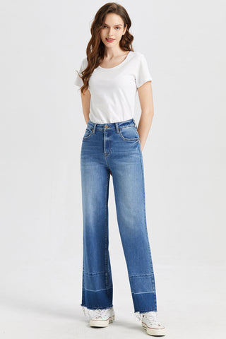 Shop BAYEAS Full Size High Waist Cat's Whisker Wide Leg Jeans - High-Quality U.S. Made Women’s Fashion with Free & Fast Shipping