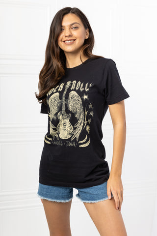 Shop mineB Full Size Rock & Roll Graphic Tee - High-Quality U.S. Made Women’s Fashion with Free & Fast Shipping