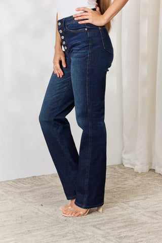 Shop Judy Blue Full Size Button-Fly Straight Jeans - High-Quality U.S. Made Women’s Fashion with Free & Fast Shipping