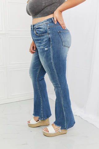 Shop RISEN Full Size Iris High Waisted Flare Jeans - High-Quality U.S. Made Women’s Fashion with Free & Fast Shipping