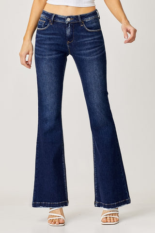 Shop RISEN Full Size Low Rise Flare Jeans - High-Quality U.S. Made Women’s Fashion with Free & Fast Shipping