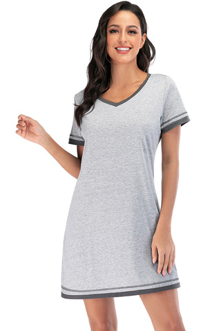 Shop Contrast Trim Short Sleeve Lounge Dress - High-Quality U.S. Made Women’s Fashion with Free & Fast Shipping