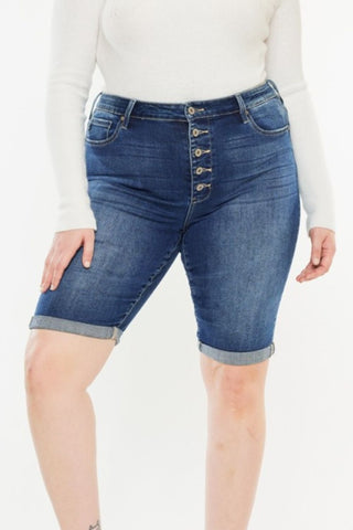 Shop Kancan Full Size Cat's Whiskers Button Fly Denim Shorts - High-Quality U.S. Made Women’s Fashion with Free & Fast Shipping