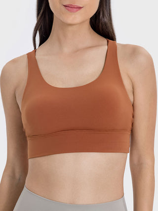 Shop Caramel Millennia Crisscross Scoop Neck Active Tank - High-Quality U.S. Made Women’s Fashion with Free & Fast Shipping