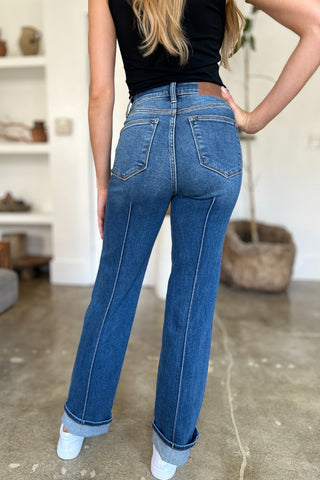 Shop Judy Blue Full Size High Waist Front Seam Detail Straight Jeans - High-Quality U.S. Made Women’s Fashion with Free & Fast Shipping