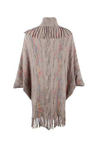 Shop Fringe Detail Printed Poncho - High-Quality U.S. Made Women’s Fashion with Free Fast Shipping