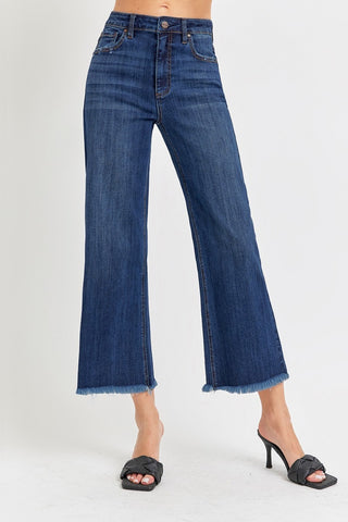 Shop RISEN Full Size Raw Hem Cropped Wide Leg Jeans - High-Quality U.S. Made Women’s Fashion with Free & Fast Shipping