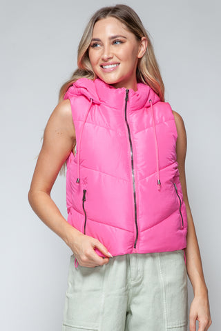 Shop Snobbish Zip Up Quilted Hooded Vest - High-Quality U.S. Made Women’s Fashion with Free & Fast Shipping