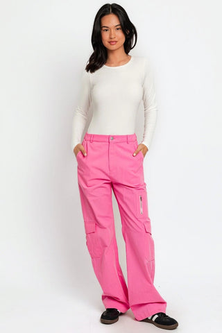 Shop Le Lis High Waisted Wide Leg Cargo Pants with Pockets - High-Quality U.S. Made Women’s Fashion with Free & Fast Shipping